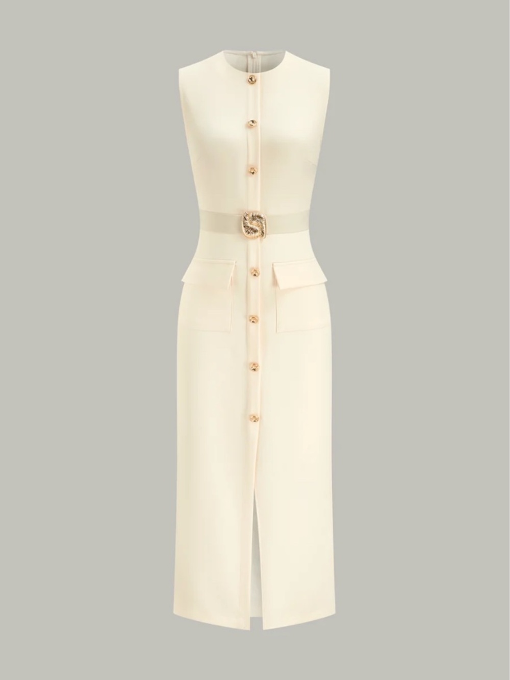 NWT - Button Front belted maxi dress